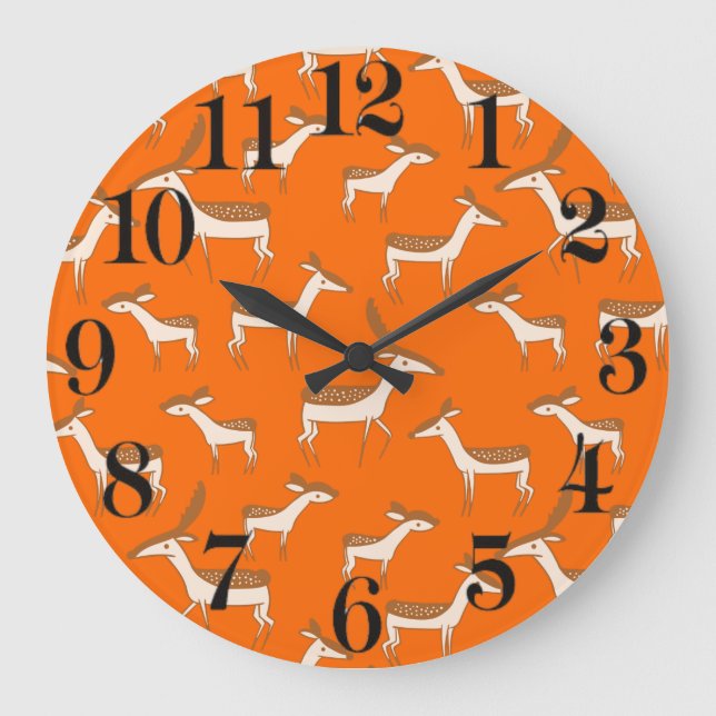 Cute Baby Deer and Family Large Clock (Front)