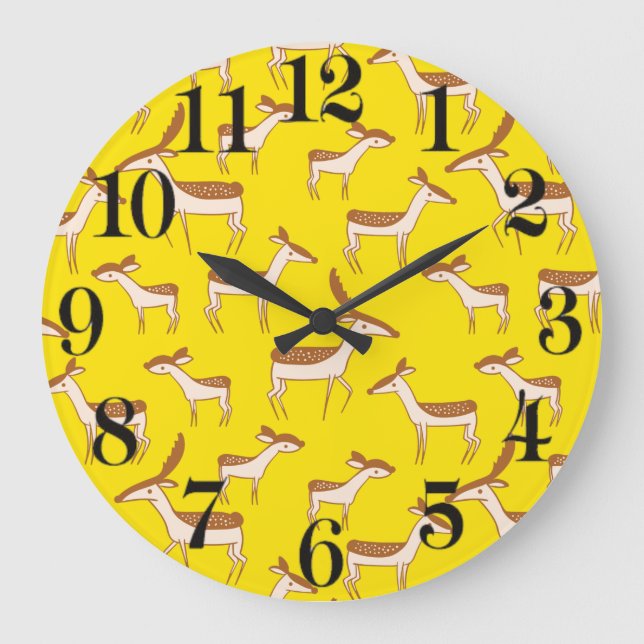 Cute Baby Deer and Family Large Clock (Front)