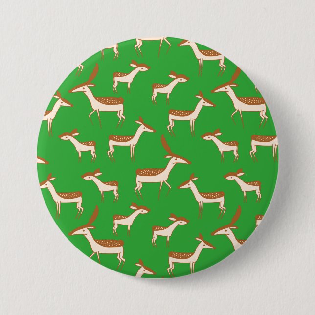 Cute Baby Deer and Family on Light Green 7.5 Cm Round Badge (Front)