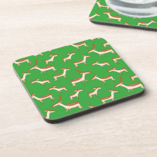 Cute Baby Deer and Family on Light Green Coaster