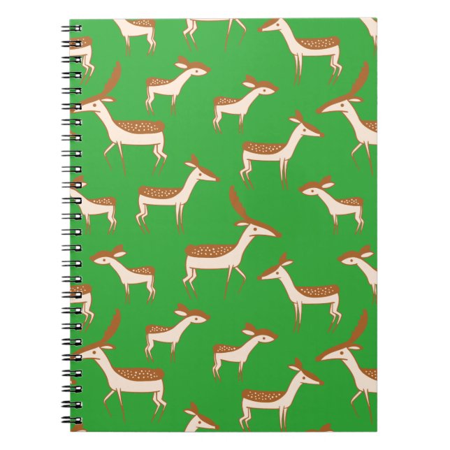 Cute Baby Deer and Family on Light Green Notebook (Front)