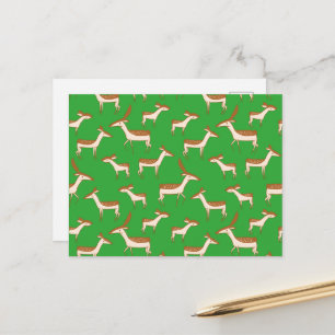 Cute Baby Deer and Family on Light Green Postcard