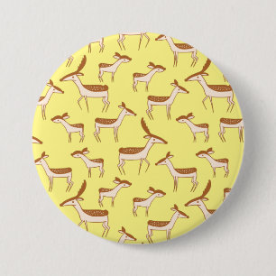 Cute Baby Deer and Family on Pastel Yellow 7.5 Cm Round Badge