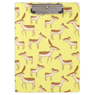 Cute Baby Deer and Family on Pastel Yellow Clipboard