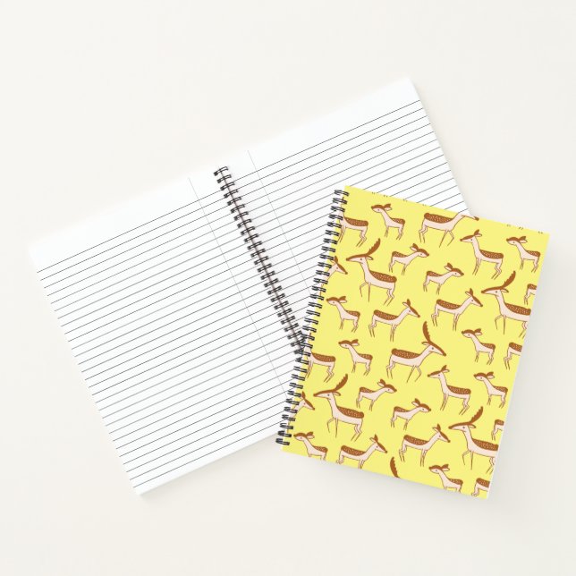 Cute Baby Deer and Family on Pastel Yellow Notebook (Inside)