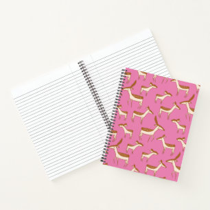 Cute Baby Deer and Family on Pink Notebook