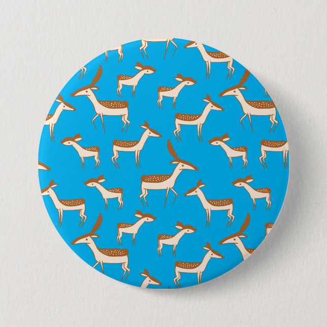 Cute Baby Deer and Family on Sky Blue 7.5 Cm Round Badge (Front)