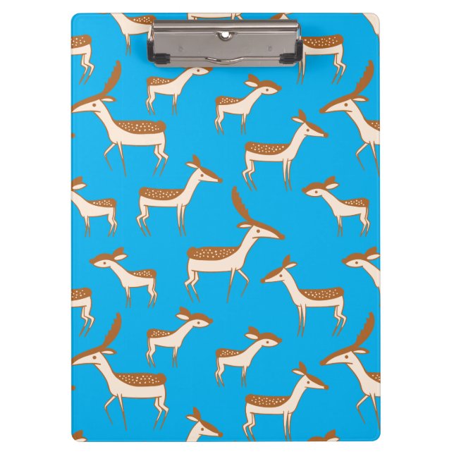 Cute Baby Deer and Family on Sky Blue Clipboard (Front)