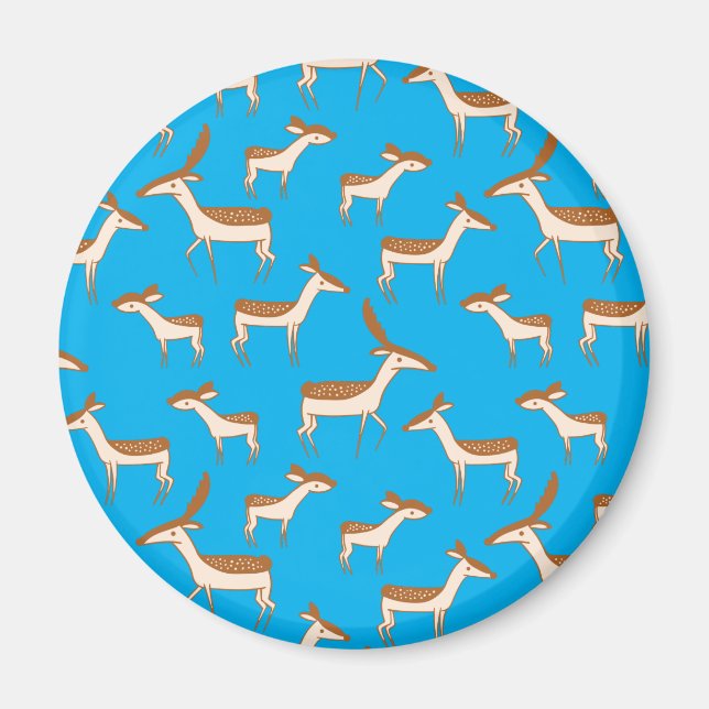 Cute Baby Deer and Family on Sky Blue Magnet (Front)