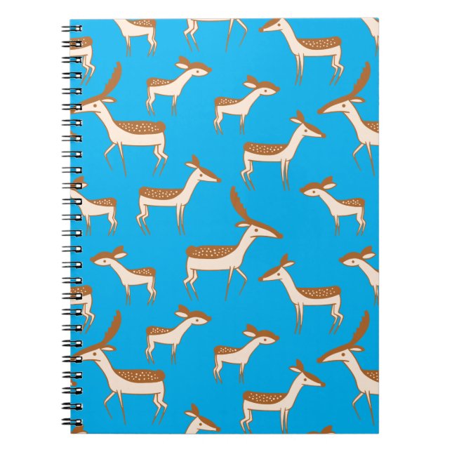 Cute Baby Deer and Family on Sky Blue Notebook (Front)