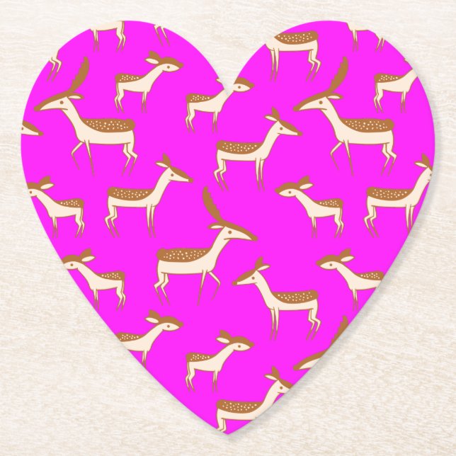 Cute Baby Deer and Family Paper Coaster (Front)