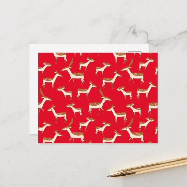 Cute Baby Deer and Family Postcard (Front/Back In Situ)