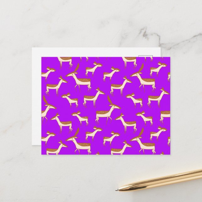 Cute Baby Deer and Family Postcard (Front/Back In Situ)