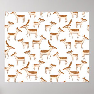 Cute Baby Deer and Family Poster