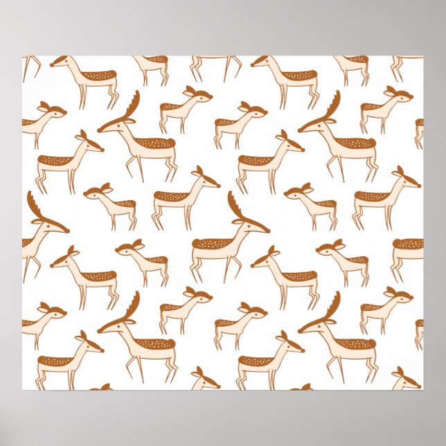 Cute Baby Deer and Family Poster (Front)