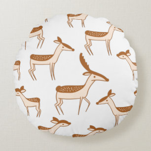 Cute Baby Deer and Family Round Cushion