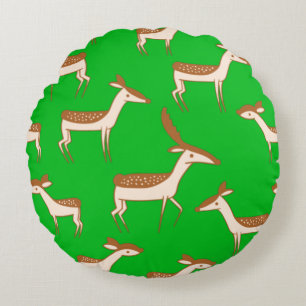 Cute Baby Deer and Family Round Cushion