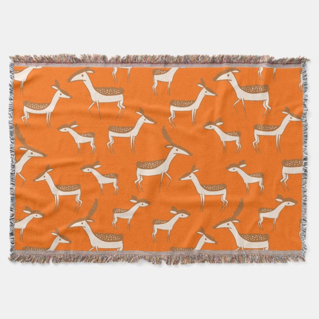 Cute Baby Deer and Family Throw Blanket (Front)