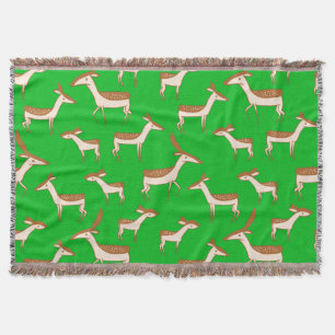 Cute Baby Deer and Family Throw Blanket