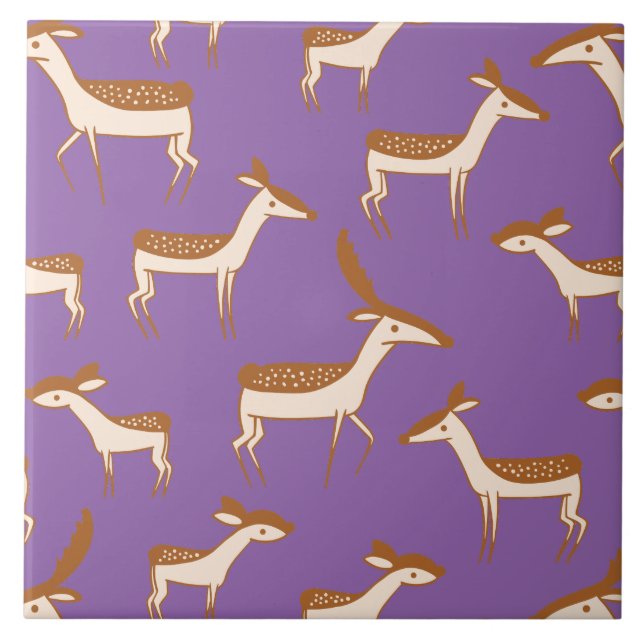 Cute Baby Deer and Family Tile (Front)