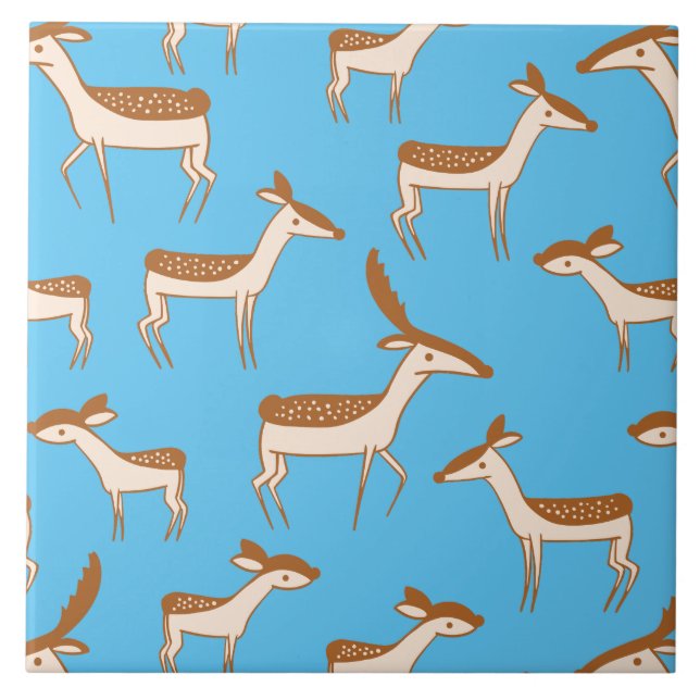 Cute Baby Deer and Family Tile (Front)