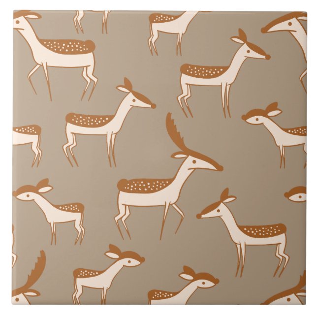 Cute Baby Deer and Family Tile (Front)