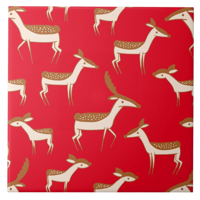 Cute Baby Deer and Family Tile (Front)