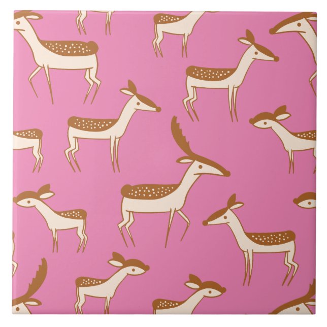 Cute Baby Deer and Family Tile (Front)