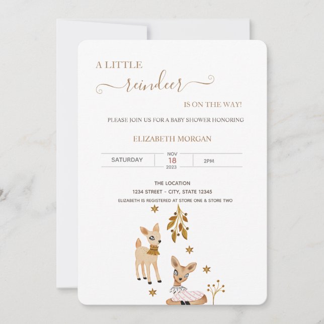 Cute Baby Deer Baby Shower   Invitation (Front)