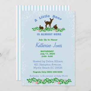 Cute Baby Deer Baby Shower Invitation (Blue)