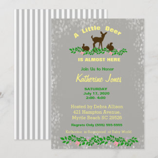 Cute Baby Deer Baby Shower Invitation (Neutral )