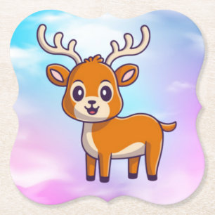 Cute Baby Deer Cartoon-23501 Paper Coaster