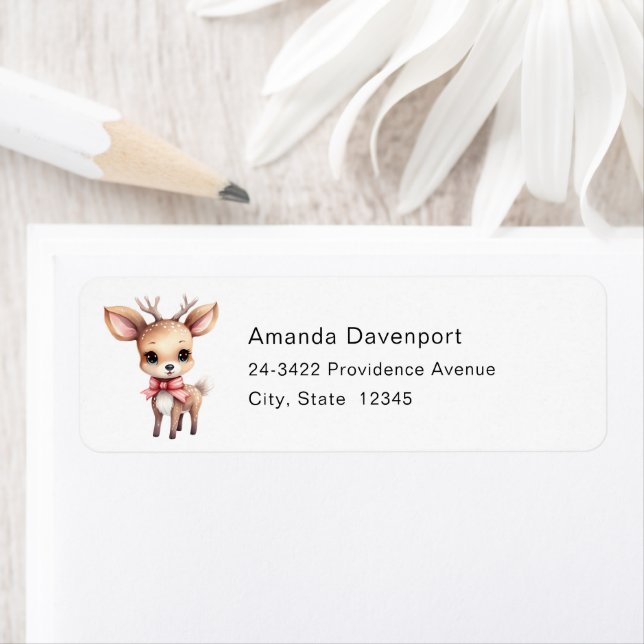 Cute Baby Deer Cartoon Illustration Address (Insitu)