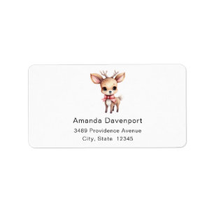 Cute Baby Deer Cartoon Illustration Address Label