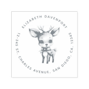 Cute Baby Deer Cartoon Illustration Address Self-inking Stamp