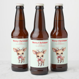 Cute Baby Deer Cartoon Illustration Beer Bottle Label