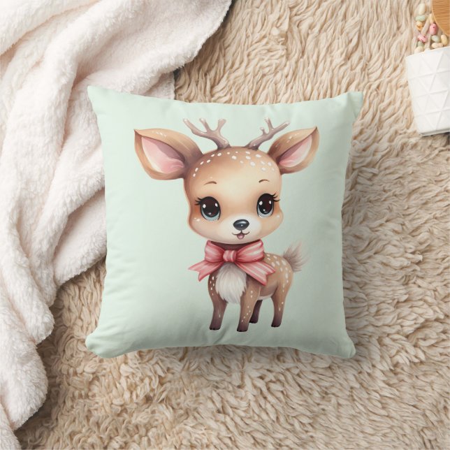  Cute Baby Deer Cartoon Illustration Cushion (Blanket)