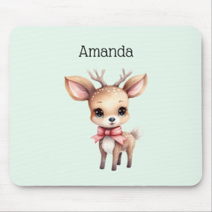 Cute Baby Deer Cartoon Illustration Mouse Mat