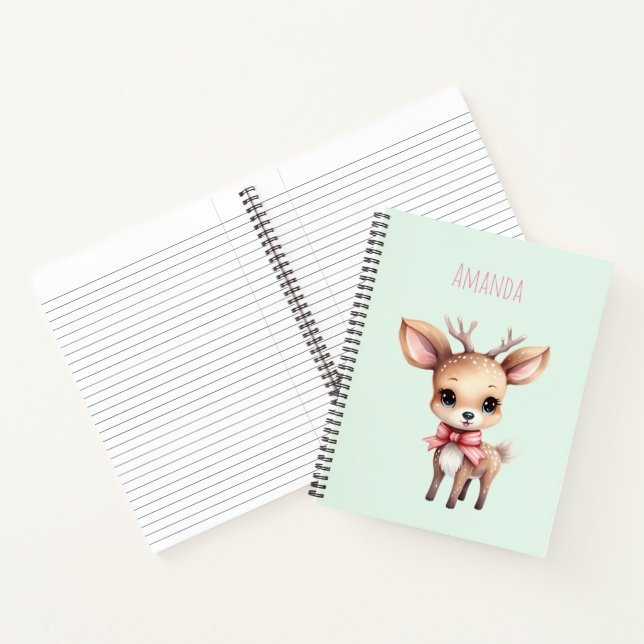 Cute Baby Deer Cartoon Illustration Notebook (Inside)