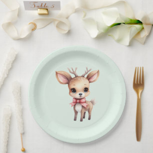 Cute Baby Deer Cartoon Illustration Paper Plate