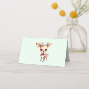 Cute Baby Deer Cartoon Illustration Place Card