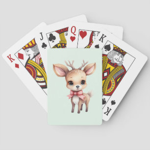 Cute Baby Deer Cartoon Illustration Playing Cards