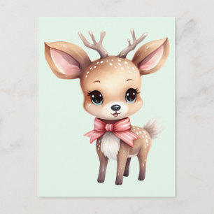 Cute Baby Deer Cartoon Illustration Postcard