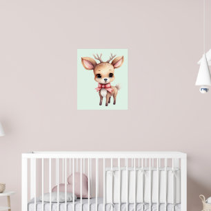 Cute Baby Deer Cartoon Illustration Poster