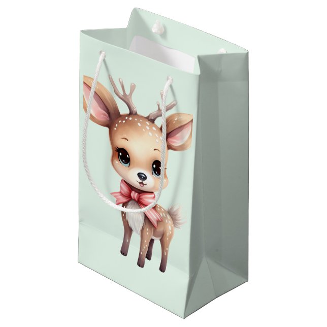 Cute Baby Deer Cartoon Illustration Small Gift Bag (Front Angled)