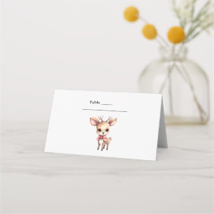 Cute Baby Deer Cartoon Illustration Table Place Card