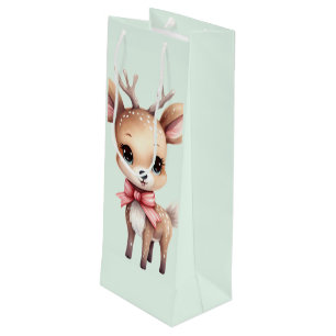 Cute Baby Deer Cartoon Illustration Wine Gift Bag