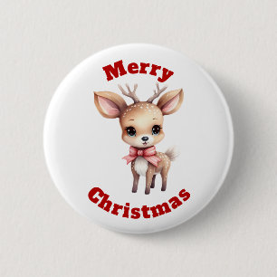 Cute Baby Deer Cartoon Merry Christmas  6 Cm Round Badge