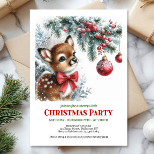 Cute baby deer Christmas kids invitation printable