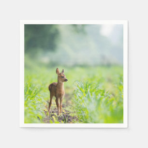 Cute Baby Deer Fawn in Grass Nature Photography Napkin